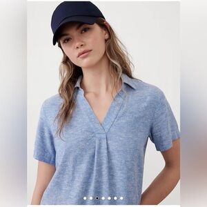 NWT Banana Republic Factory Linen-Blend Collared Top. Women’s S Antique Blue